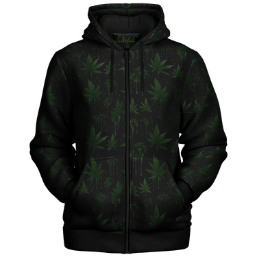 Chokefish™ Microfleece Zip-Up Hoodie Cannabis-003-2B